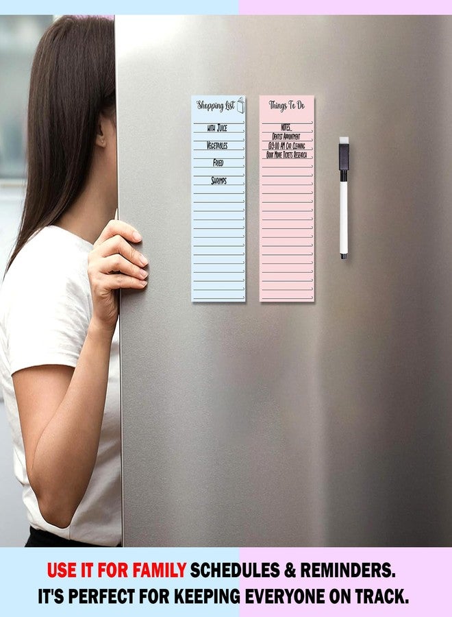 True Flair Shopping List with to Do List Magnetic Grocery Fridge Magnet, 9x24 cm with Marker (Blue & Light Pink, Medium) - Image 3